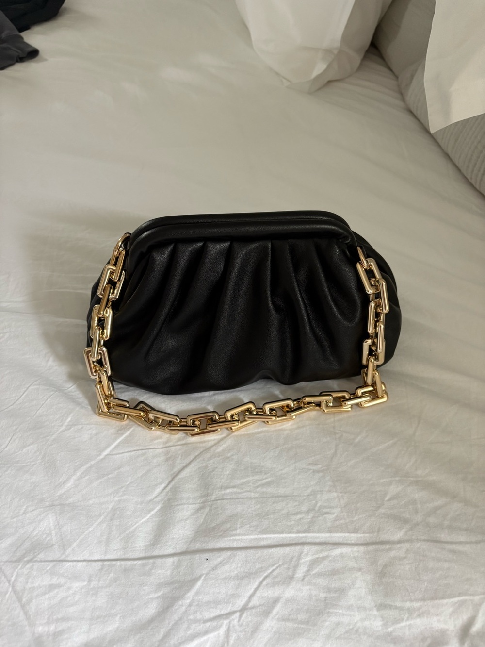 Urban Expressions Black Clutch with Chunky Gold Chain
